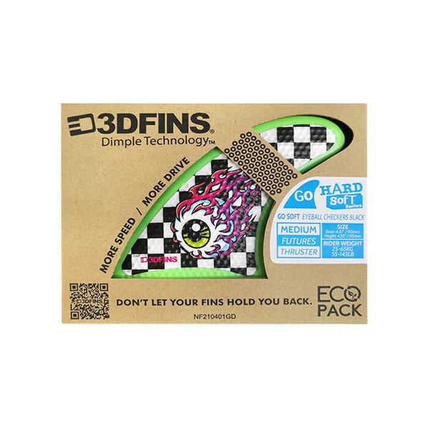 3D Fins - All Rounder Thruster - Soft - Eye Ball Checkers (FCS1/FCS2/CatchSurf/Futures)