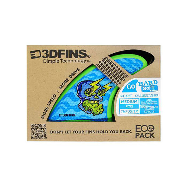 3D Fins - All Rounder Thruster - Soft - Skullbolt Zebra (FCS1/FCS2/CatchSurf/Futures)