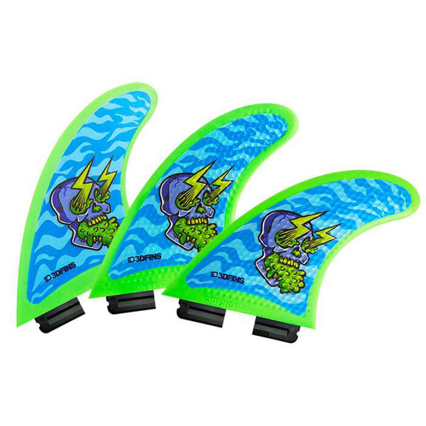 3D Fins - All Rounder Thruster - Soft - Skullbolt Zebra (FCS1/FCS2/CatchSurf/Futures)