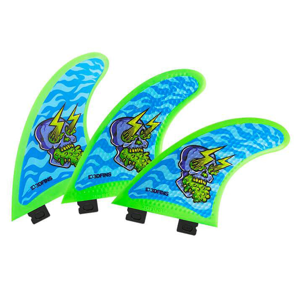 3D Fins - All Rounder Thruster - Soft - Skullbolt Zebra (FCS1/FCS2/CatchSurf/Futures)