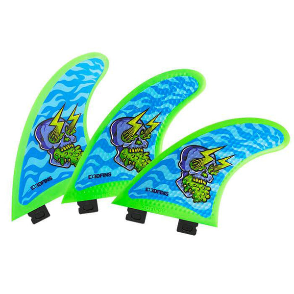 3D Fins - All Rounder Thruster - Soft - Skullbolt Zebra (FCS1/FCS2/CatchSurf/Futures)