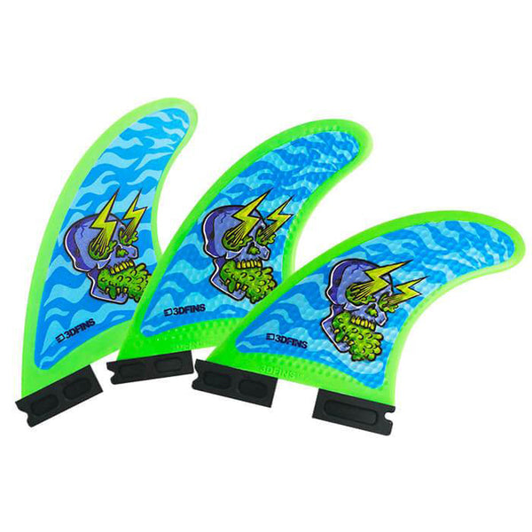 3D Fins - All Rounder Thruster - Soft - Skullbolt Zebra (FCS1/FCS2/CatchSurf/Futures)