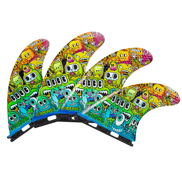3D Fins - All Rounder Quad - Medium - Monsters (FCS1/Futures)