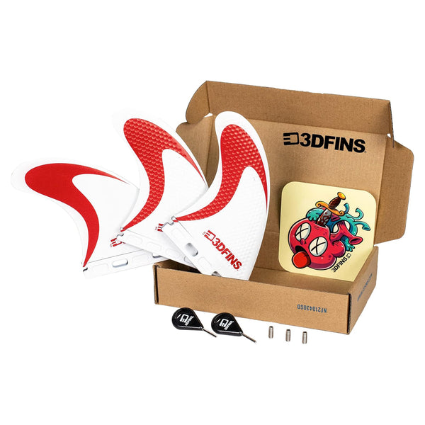 3D Fins - Thruster Medium - Red Swoosh (Futures)