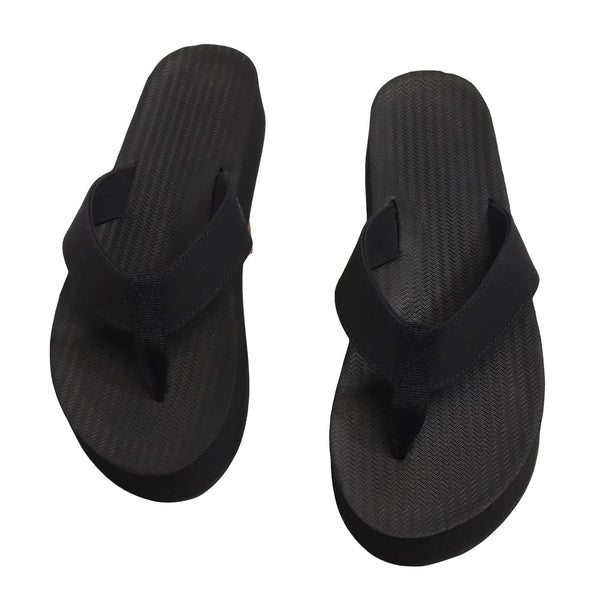 Indosole - Womens Flip Flops - Platform - Black