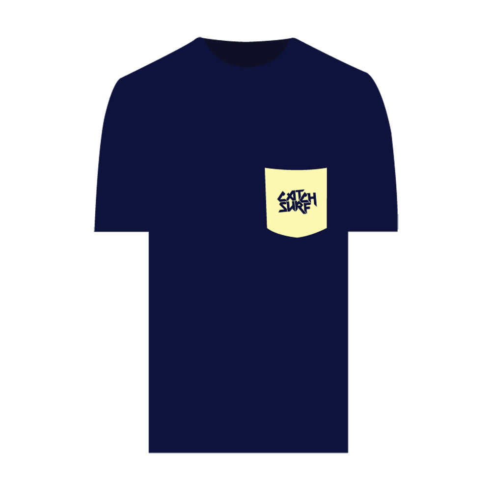 Catch Surf - Camiseta con logo de bolsillo falso ~ Azul medianoche - Grande