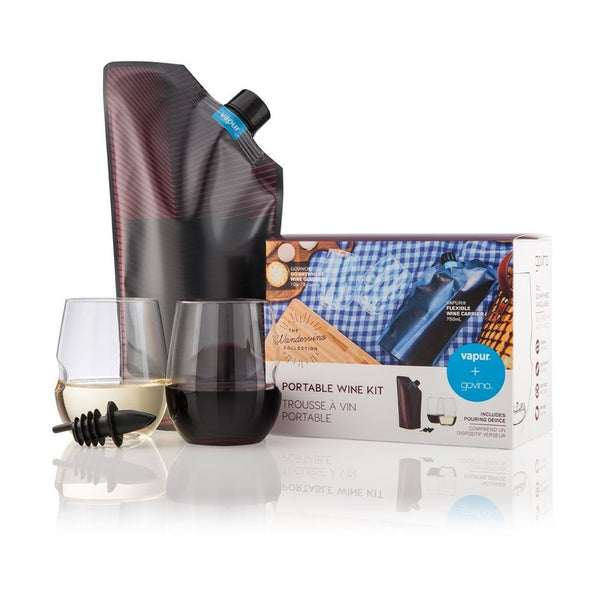 Vapur - Vapur Hydration - 750ML Wandervino Vintage Wine Carrier & 2 Glass Set - Products - The Mysto Spot