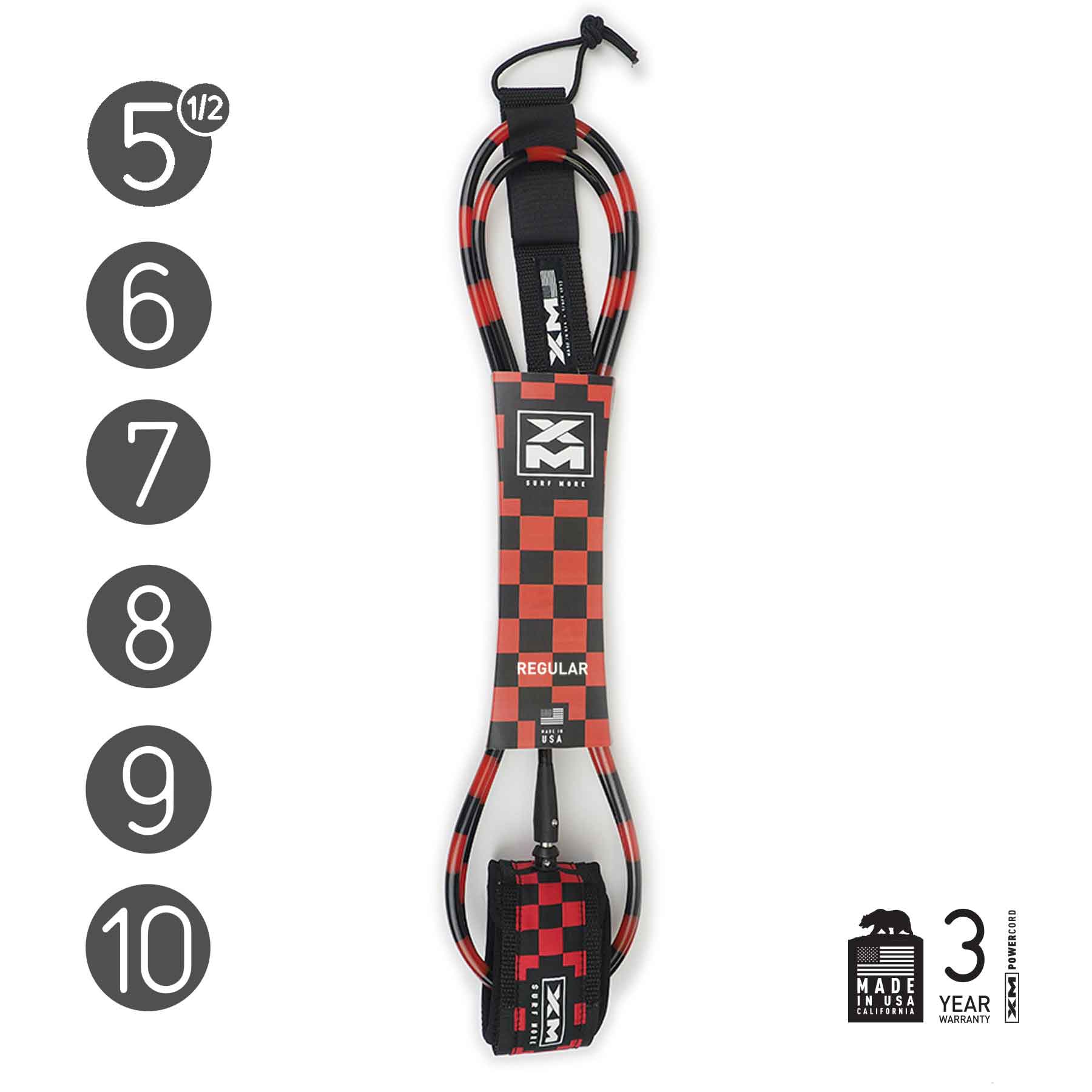 XM Surf More - Black & Red Check Leash ~ Regular